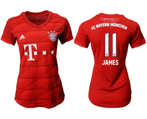 Women's Bayern Munchen #11 James Home Soccer Club Jersey